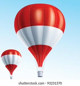 Vector illustration of hot air balloons painted as Austria flag