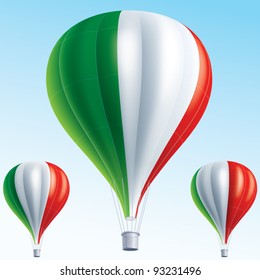 Vector illustration of hot air balloons painted as Italy flag