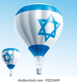 Vector illustration of hot air balloons painted as Israel flag