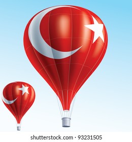 Vector illustration of hot air balloons painted as Turkey flag