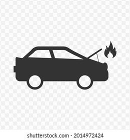 Vector illustration of hot car engine icon in dark color and transparent background(png)