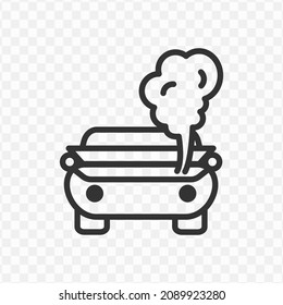 Vector illustration of hot car engine icon in dark color and transparent background(png).