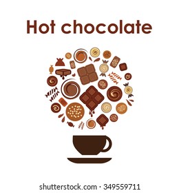 vector illustration / hot chocolate cup / circle design