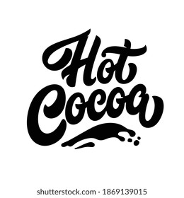 Vector illustration. Hot Cocoa vector text Calligraphic Lettering design card template. Calligraphic handmade lettering.