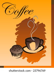 vector illustration of hot coffee and cake