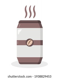 Vector illustration of hot coffee in a can bottle, logo and icon, perfect for advertising coffee products