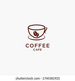 Vector illustration of hot coffee cup icon, logo design - Vector