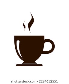 vector illustration of hot coffee cup with smoke on white background, coffee drink concept