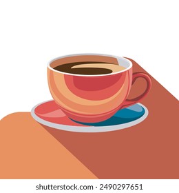 Vector Illustration of a Hot Coffee Cup, Modern Orange Coffee Cup with Steam Vector, Simple and Clean Coffee Cup Illustration