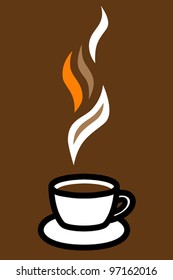 Vector illustration of hot coffee cup symbol or sign