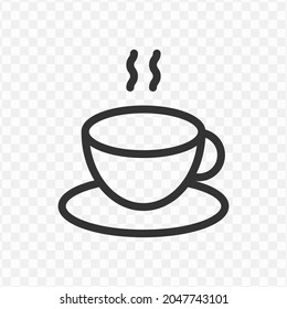Vector illustration of hot coffee icon in dark color and transparent background(png).