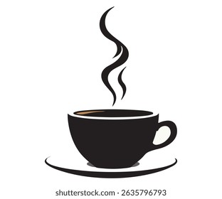 Vector Illustration of Hot Coffee Mug – Clean Silhouette Design