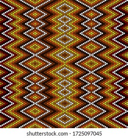 vector illustration of hot color tones abstract seamless pattern inspired in mexican huichol art style.Can be tiled