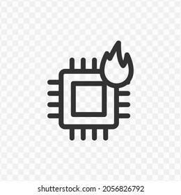 Ilustración vectorial del icono de la cpu caliente en color oscuro y fondo transparente (png).