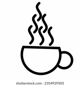vector illustration of hot cup of coffee icon, protected on white background.