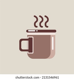 vector illustration of a hot cup with a minimalist style and brown color that can be used as a template, icon and object