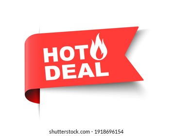 Vector Illustration Hot Deal Label. Modern Web Banner Element With Fire.