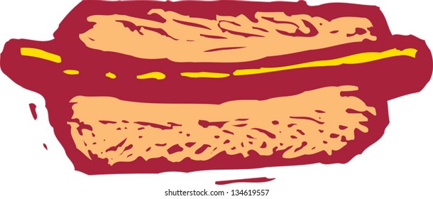 Vector illustration of a hot dog