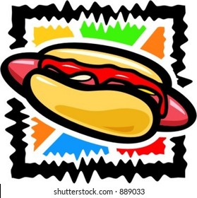 Ilustración vectorial de un perro caliente.