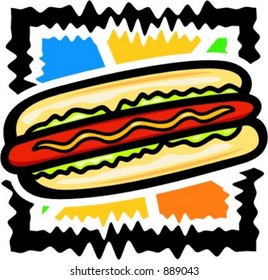 Ilustración vectorial de un perro caliente.