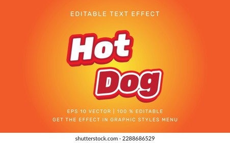 Vector illustration of Hot dog 3d text effect template. Suitable for brand or business logo