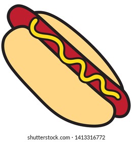 Vector illustration of a Hot dog icon or symbol