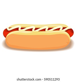 Vector Illustration of a Hot Dog on Bun