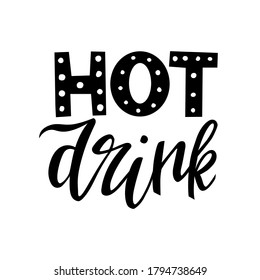 Vector illustration of a hot drink. Black on a white isolated background.
