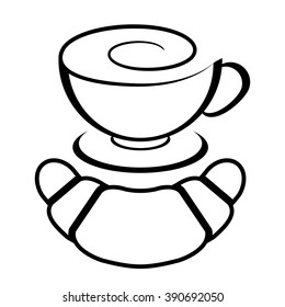 Vector illustration of hot drink and croissant