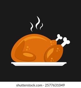 Vector illustration of hot fried chicken on a plate