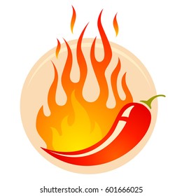 Vector illustration of a hot jalapeno or chili peppers in fire. Chili peppers in flame.