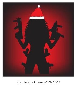 Vector of illustration hot lady as a "Santa  Claus".