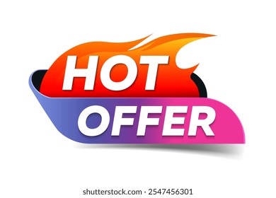 Heißes Angebot für Vektorgrafik-Illustration. Zweifarbiges Etikett mit Flamme.
