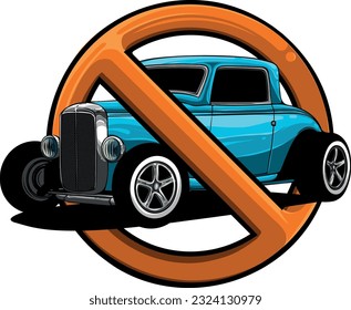 vector illustration of hot rod car prohibition