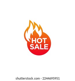 Vector Illustration Hot sale Label. Modern Web Banner Element With Flame 