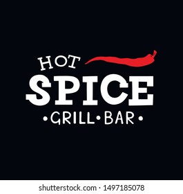 Vector illustration of hot spice grill bar for decoration of signboard, menu, restaurant site, cafe, grill bar.