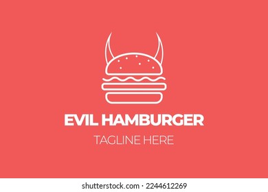 Vector illustration of a hot, spicy burger on a dark background - perfect for use as a template for a fast food cafe logo