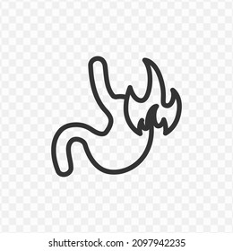 Vector illustration of hot stomach icon in dark color and transparent background(png).