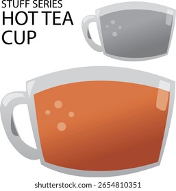 vector illustration of hot tea cups
