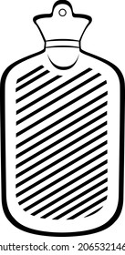 Vector illustration of hot water bottle, drawn with filled outlines in black and white