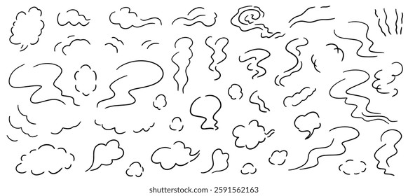 Vector illustration of hot water and steam with hand-drawn pen strokes in abstract flow