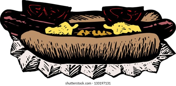 Vector illustration of a hotdog