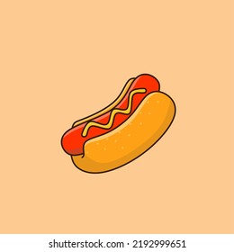 Vector Illustration Of A Hotdog Cartoon 