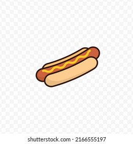 Ilustración vectorial del símbolo y la señal del icono de hotdog. iconos coloreados para el diseño de sitios web .Diseño simple sobre fondo transparente (PNG).