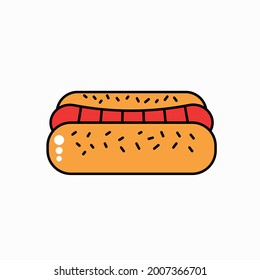 Vector illustration of hotdog. Minimalist design.