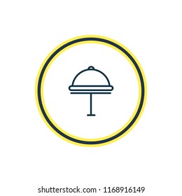 Vector illustration of hotel delivery icon line. Beautiful hotel element also can be used as tray icon element.