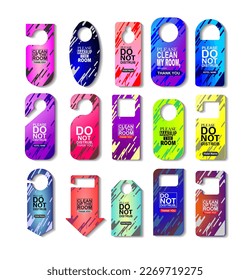 Vector illustration of hotel do not disturb door hanger and other versions.