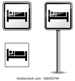 Vector illustration of hotel sign on white background