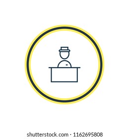 Vector illustration of hotel worker icon line. Beautiful travel element also can be used as reception icon element.