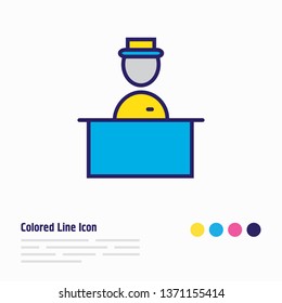 Vector illustration of hotel worker icon colored line. Beautiful vacation element also can be used as reception icon element.